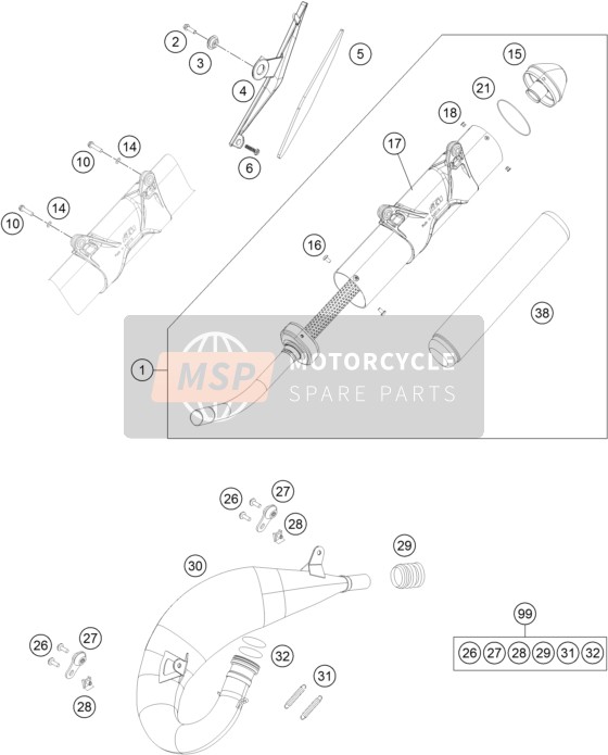 Husqvarna TE 125, United States 2016 ABGASSYSTEM für ein 2016 Husqvarna TE 125, United States