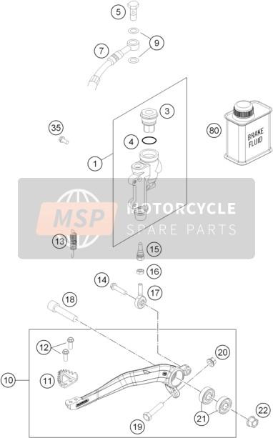 Husqvarna TE 125, United States 2016 Commande de frein arrière pour un 2016 Husqvarna TE 125, United States