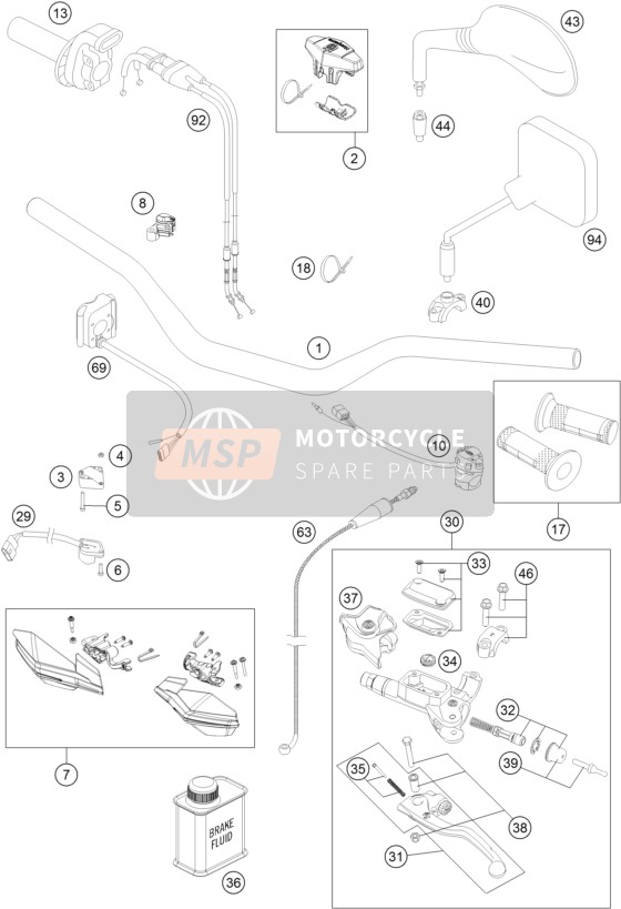 Husqvarna FE 350, Australia 2016 Manillar, Control S para un 2016 Husqvarna FE 350, Australia