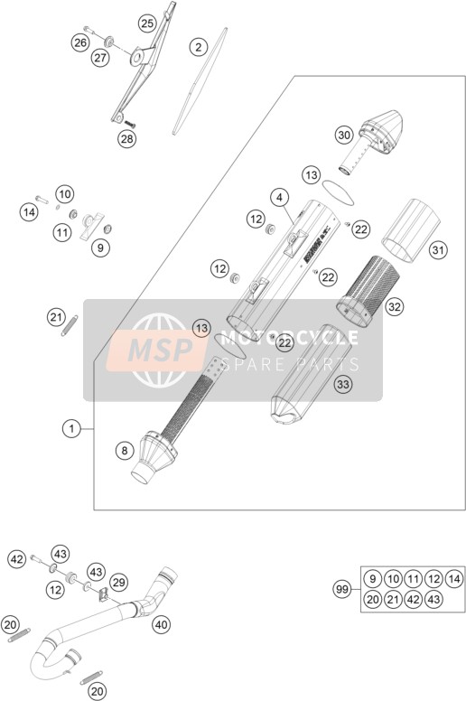 Husqvarna FE 350s, United States 2016 Exhaust System for a 2016 Husqvarna FE 350s, United States