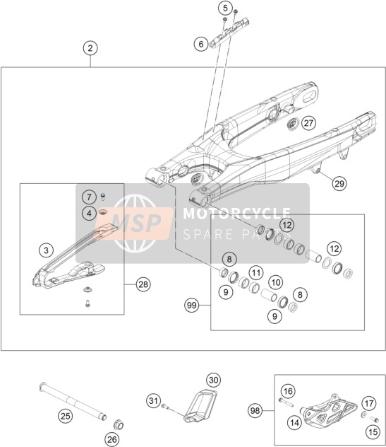 Husqvarna FS 450, Europe 2016 Swing Arm for a 2016 Husqvarna FS 450, Europe