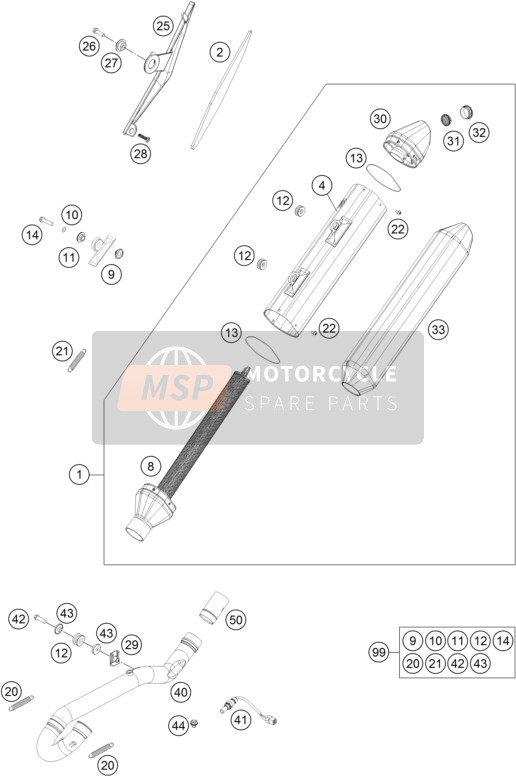 Husqvarna FE 450, Europe 2016 Uitlaatsysteem voor een 2016 Husqvarna FE 450, Europe