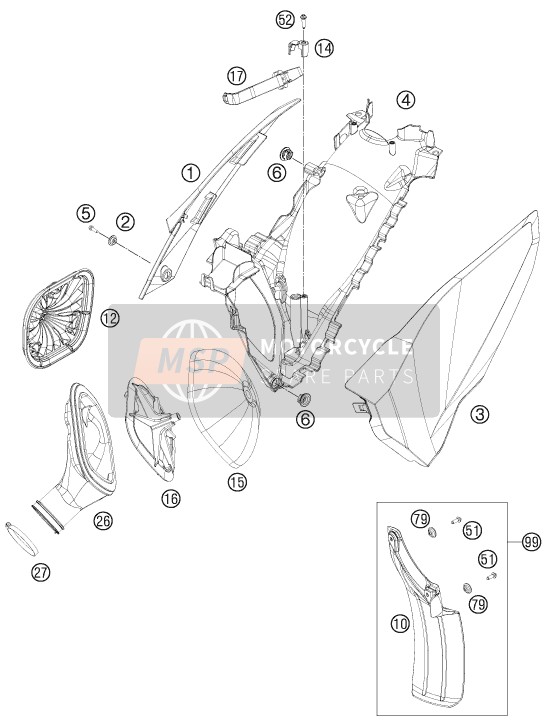 Husqvarna TE 250, Europe 2016 Filtre à air pour un 2016 Husqvarna TE 250, Europe