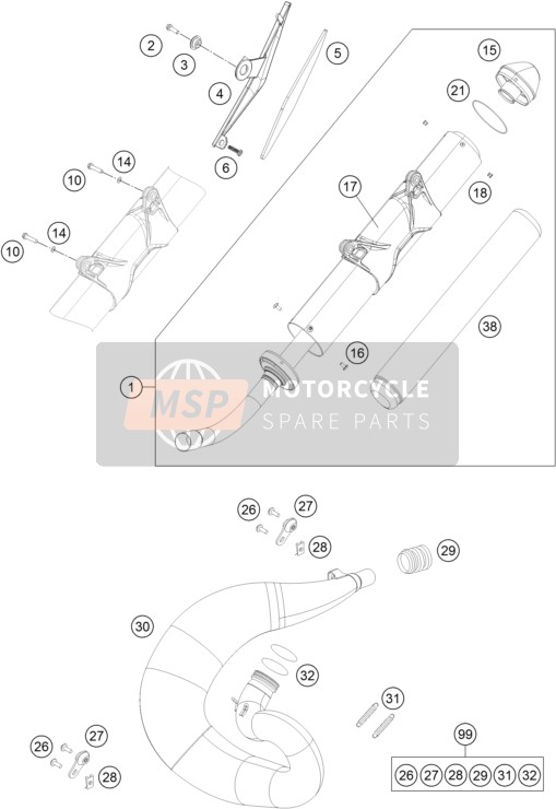 Husqvarna TE 250, Europe 2016 Système d'échappement pour un 2016 Husqvarna TE 250, Europe