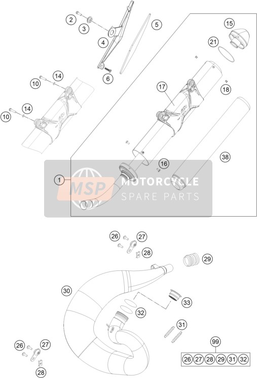 Husqvarna TE 250, Australia 2016 Impianto di scarico per un 2016 Husqvarna TE 250, Australia