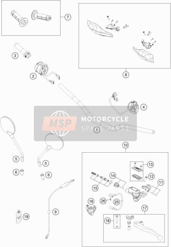 Husqvarna 701 Enduro, Europe 2016 Manillar, Control S para un 2016 Husqvarna 701 Enduro, Europe