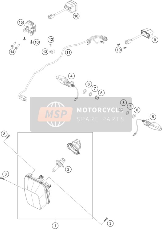 Husqvarna 701 Enduro, Europe 2016 Lighting System for a 2016 Husqvarna 701 Enduro, Europe