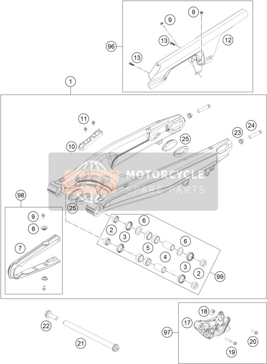 Husqvarna 701 Enduro, Europe 2016 Swing Arm for a 2016 Husqvarna 701 Enduro, Europe