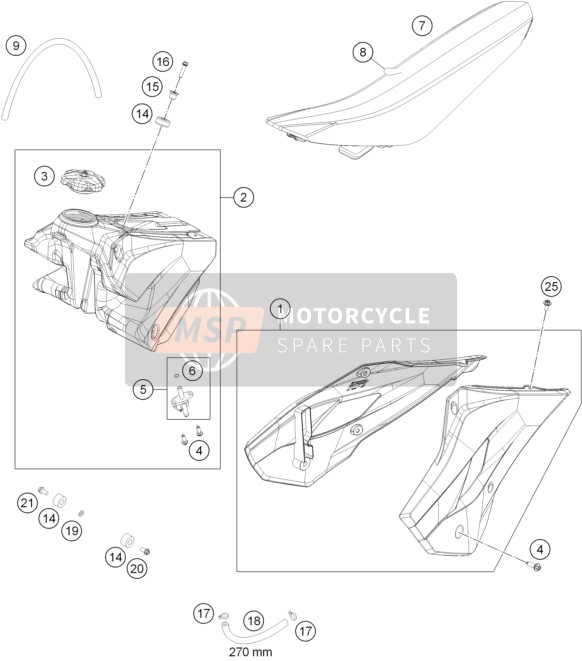 Husqvarna TC 85 19/16, Europe 2017 Réservoir, Siège pour un 2017 Husqvarna TC 85 19/16, Europe