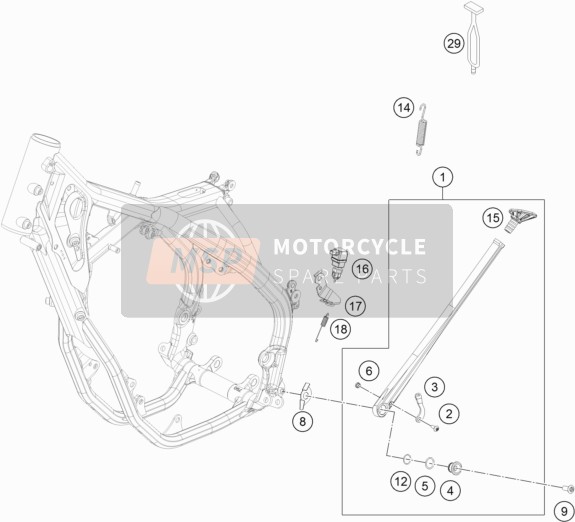 Husqvarna FE 250, Europe 2017 Côté / Béquille centrale pour un 2017 Husqvarna FE 250, Europe