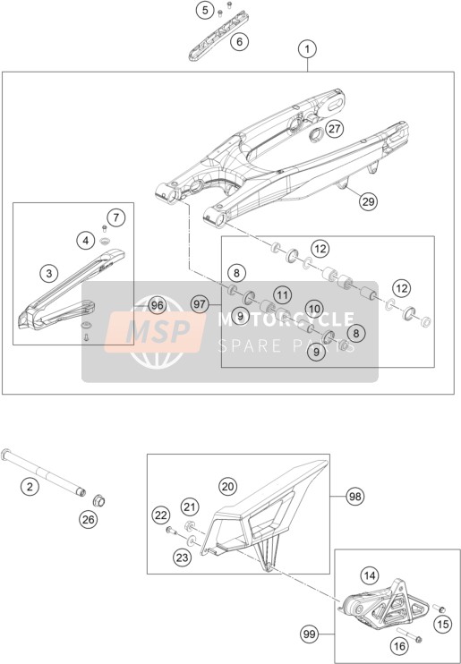 Husqvarna FE 250, Europe 2017 Brazo oscilante para un 2017 Husqvarna FE 250, Europe