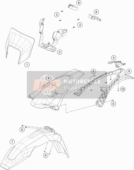 Husqvarna TX 125, Europe 2017 Mask, Fenders for a 2017 Husqvarna TX 125, Europe