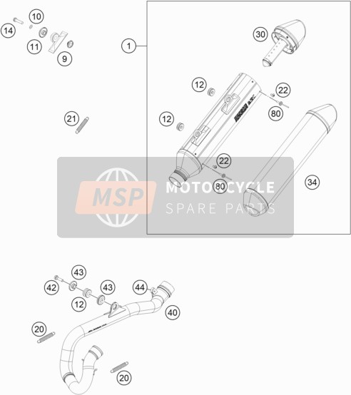 Husqvarna FE 250, United States 2017 Uitlaatsysteem voor een 2017 Husqvarna FE 250, United States