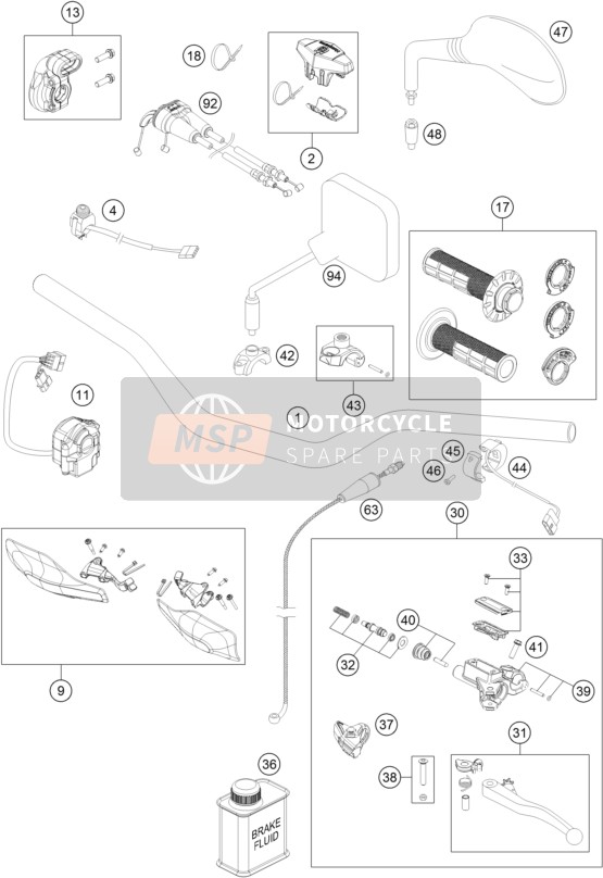 Husqvarna FE 250, United States 2017 Manillar, Control S para un 2017 Husqvarna FE 250, United States