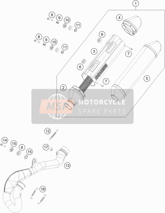 Husqvarna FX 450, United States 2017 Exhaust System for a 2017 Husqvarna FX 450, United States