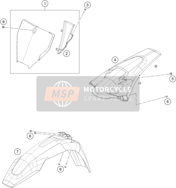 Husqvarna FX 450, United States 2017 Masker, Spatborden voor een 2017 Husqvarna FX 450, United States