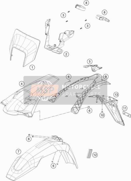 Husqvarna TE 300, Europe 2017 Mask, Fenders for a 2017 Husqvarna TE 300, Europe