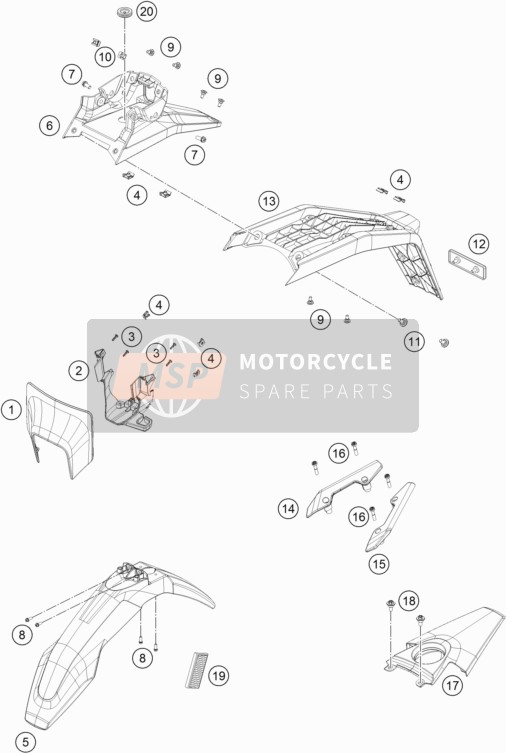 Husqvarna 701 Enduro, Europe 2017 ABDECKUNG, KOTFLÜGEL für ein 2017 Husqvarna 701 Enduro, Europe