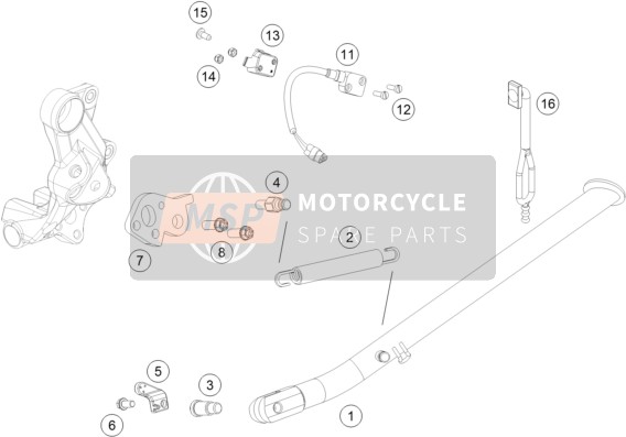 Husqvarna 701 Enduro, Europe 2017 Côté / Béquille centrale pour un 2017 Husqvarna 701 Enduro, Europe