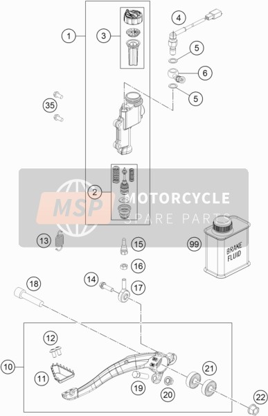 Husqvarna FE 250, Europe 2018 Control de freno trasero para un 2018 Husqvarna FE 250, Europe