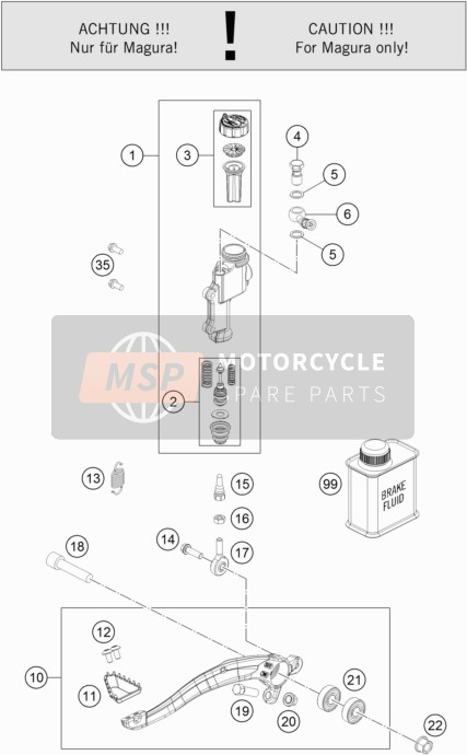 Husqvarna TE 150, United States 2018 Control de freno trasero para un 2018 Husqvarna TE 150, United States