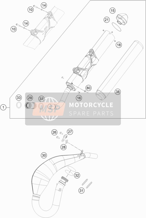 Husqvarna TE 250, United States 2018 Impianto di scarico per un 2018 Husqvarna TE 250, United States