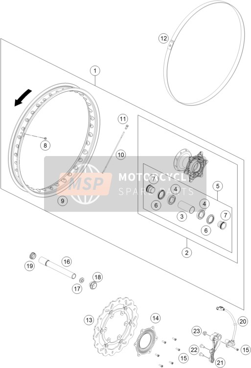 Husqvarna 701 Enduro, Europe 2018 Front Wheel for a 2018 Husqvarna 701 Enduro, Europe