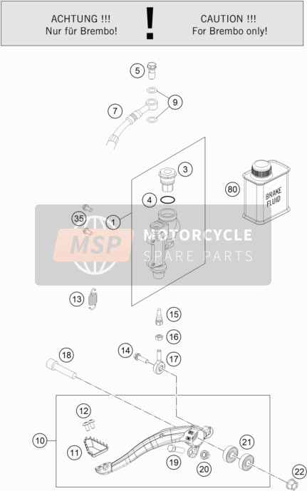 Husqvarna TC 125 2019 Achterrem aansturing voor een 2019 Husqvarna TC 125