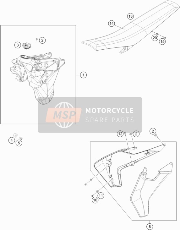 Husqvarna FE 250, United States 2019 Réservoir, Siège pour un 2019 Husqvarna FE 250, United States