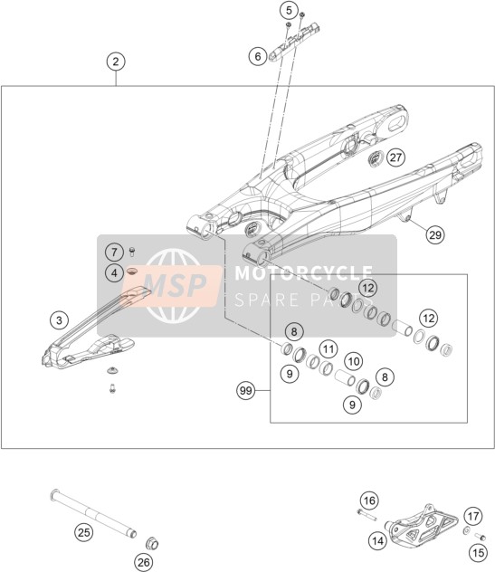 Husqvarna FC 350 2019 Bras oscillant pour un 2019 Husqvarna FC 350