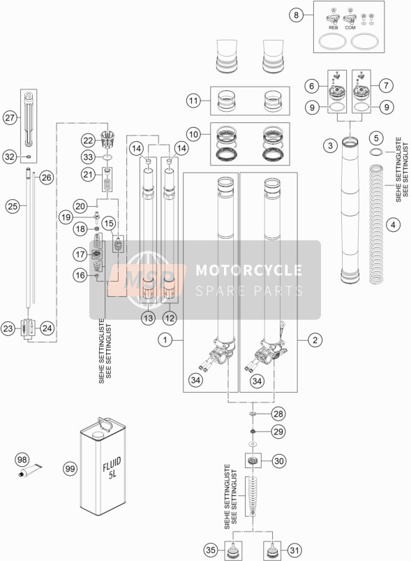 Husqvarna FE 350, United States 2019 Front Fork Disassembled for a 2019 Husqvarna FE 350, United States