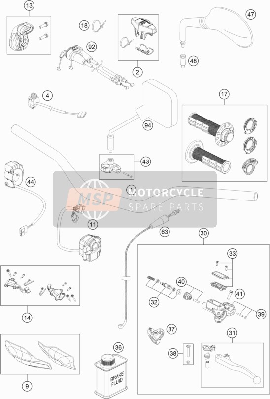 Husqvarna FE 350, United States 2019 Manillar, Control S para un 2019 Husqvarna FE 350, United States