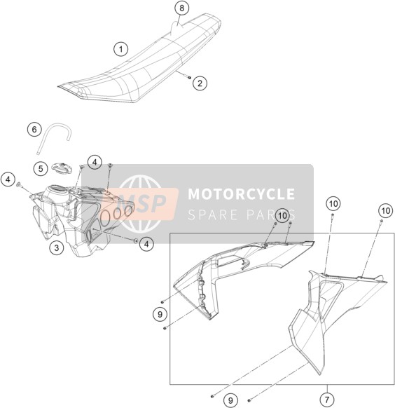 Husqvarna FS 450 2019 Tanque, Asiento para un 2019 Husqvarna FS 450