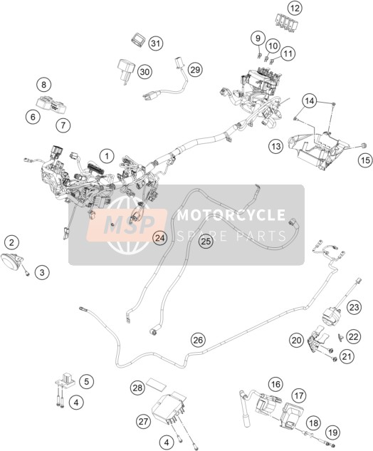 Husqvarna SVARTPILEN 401, United States 2019 Kabelboom voor een 2019 Husqvarna SVARTPILEN 401, United States