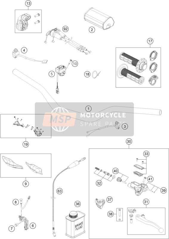 Husqvarna FC 450 2019 Handlebar, Controls for a 2019 Husqvarna FC 450