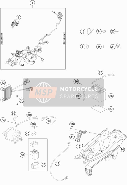 Husqvarna TE 300i, United States 2019 Wiring Harness for a 2019 Husqvarna TE 300i, United States