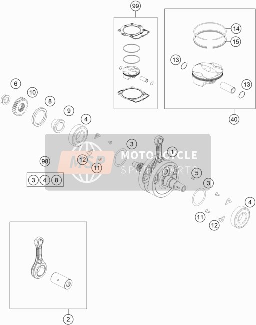 Husqvarna FE 350s US 2020 Crankshaft, Piston for a 2020 Husqvarna FE 350s US