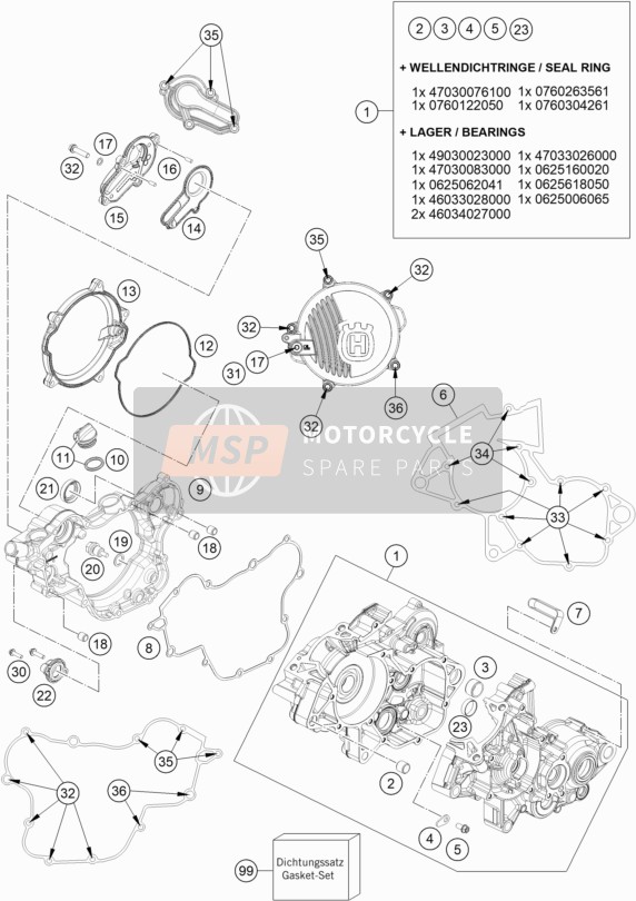 Husqvarna TC 85 17/14 EU 2021 Boîtier moteur pour un 2021 Husqvarna TC 85 17/14 EU