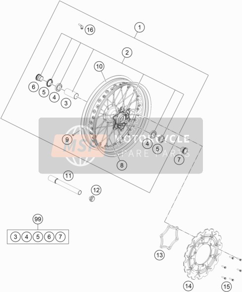 Husqvarna FS 450 EU 2020 Ruota anteriore per un 2020 Husqvarna FS 450 EU