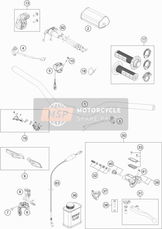 Husqvarna FX 450 US 2021 Handlebar, Controls for a 2021 Husqvarna FX 450 US