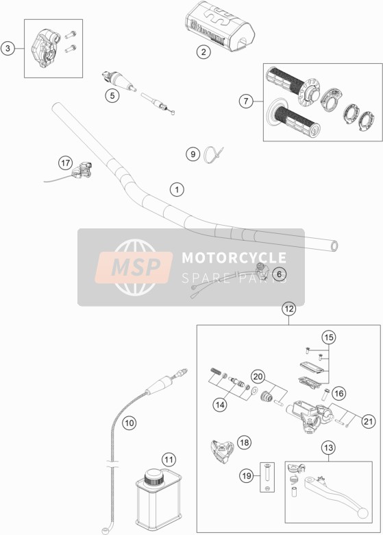 Husqvarna TC 250 EU 2021 Stuur, Besturing voor een 2021 Husqvarna TC 250 EU