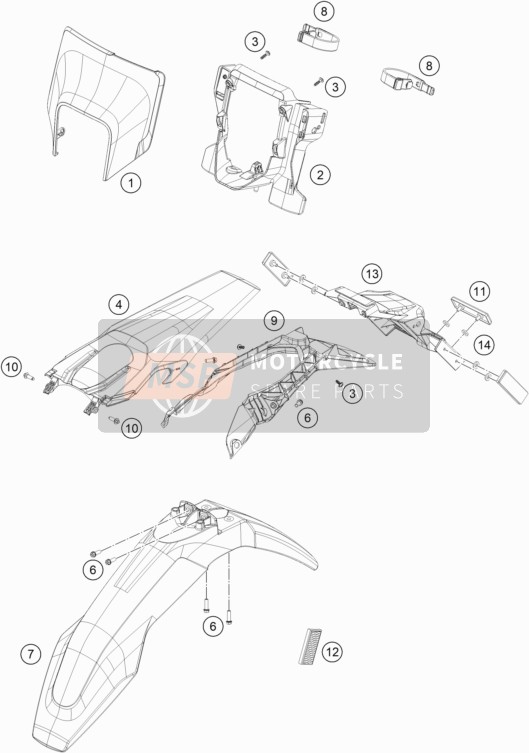 Husqvarna FE 350s US 2020 Máscara, Guardabarros para un 2020 Husqvarna FE 350s US