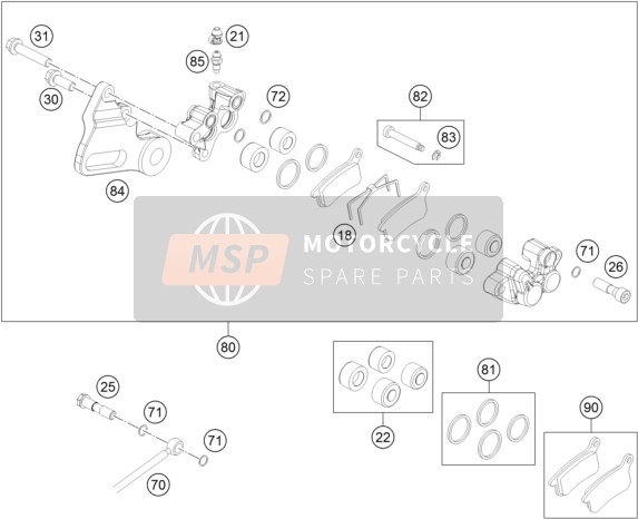 Husqvarna TC 65 EU 2020 Pinza de freno trasero para un 2020 Husqvarna TC 65 EU