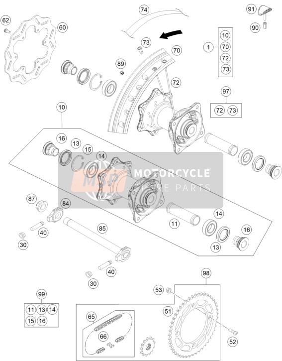 Husqvarna TC 85 19/16 EU 2021 Achterwiel voor een 2021 Husqvarna TC 85 19/16 EU