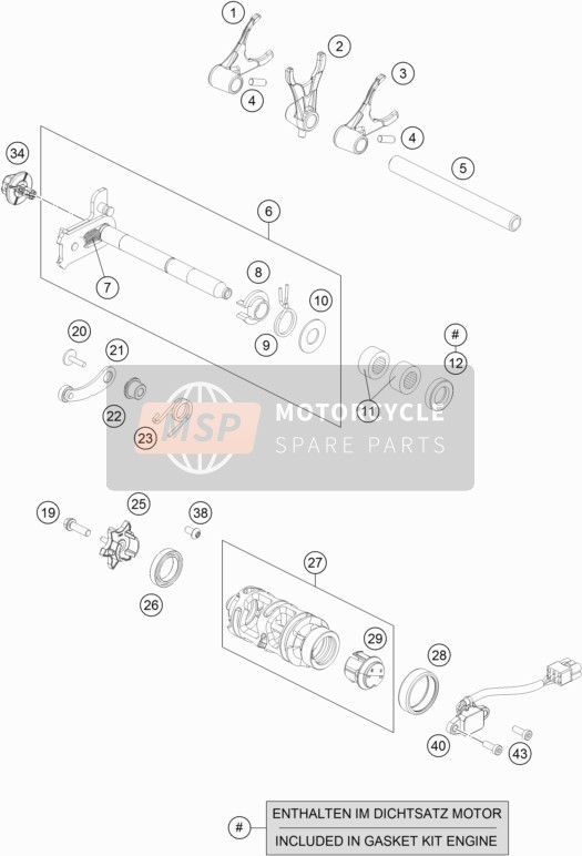 Husqvarna SVARTPILEN 701 EU 2020 Meccanismo di cambio per un 2020 Husqvarna SVARTPILEN 701 EU