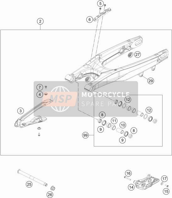 Husqvarna TX 300i US 2020 Bras oscillant pour un 2020 Husqvarna TX 300i US