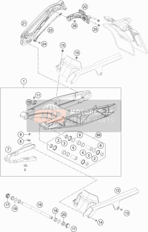 Husqvarna VITPILEN 701 EU 2020 Brazo oscilante para un 2020 Husqvarna VITPILEN 701 EU