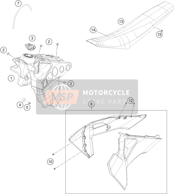 Husqvarna FE 501 US 2021 Tank, Seat for a 2021 Husqvarna FE 501 US