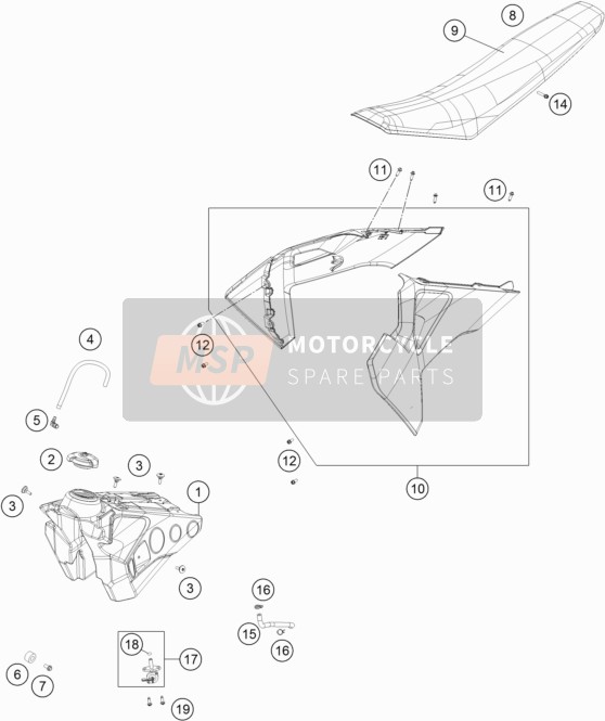 25108054000ABD, Spoiler Set Tc/fc/fx/txáá 21, Husqvarna, 1