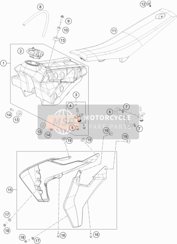 Husqvarna TC 65 EU 2020 Tank, Seat for a 2020 Husqvarna TC 65 EU